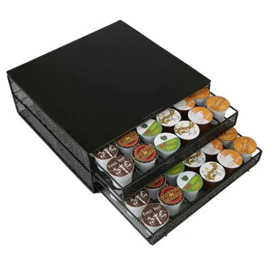 Mind Reader Flower Pattern Black 72 Capacity Double Coffee Pod Metal Mesh Storage Tray {6}