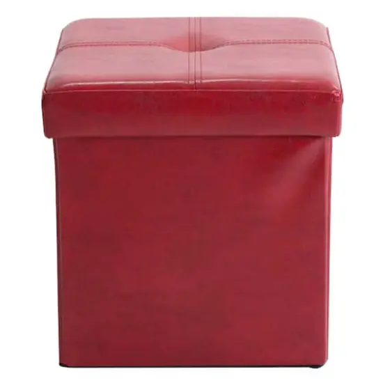 Simplify Faux Leather Folding Storage Ottoman Cube Red {4}