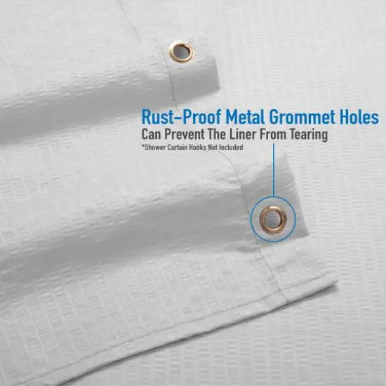 Bath Bliss Microfiber Soft Touch Dash Design Shower Curtain Liner White {6}