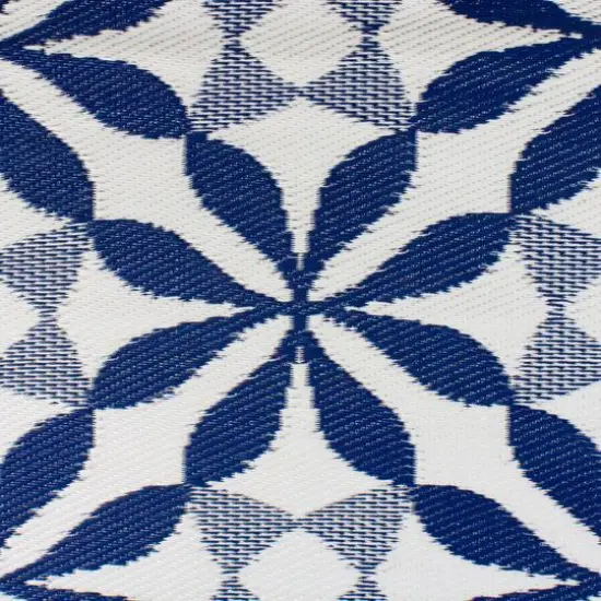 Blue & White Floral Rectangular Outdoor Area Rug, 4ft. x 6ft. {5}
