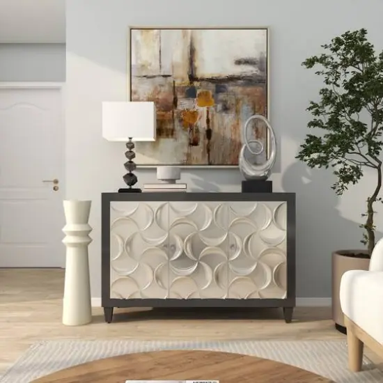 2.5ft. Cream Metal Tall Art Deco Fluted Floor Vase {15}