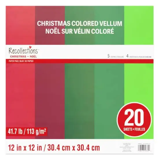 12" x 12" Christmas Colored Vellum Paper Pad by Recollections™ {1}