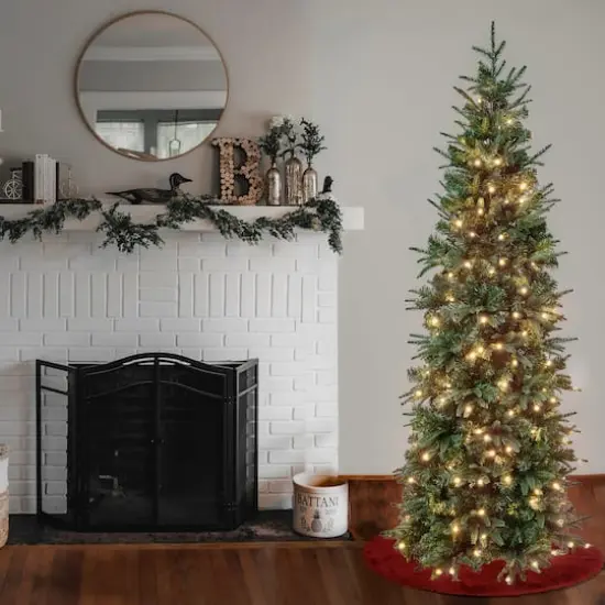 6ft. Pre-Lit Feel-Real&reg; Duxbury Slim Artificial Christmas Tree, Warm White LED Lights {3}