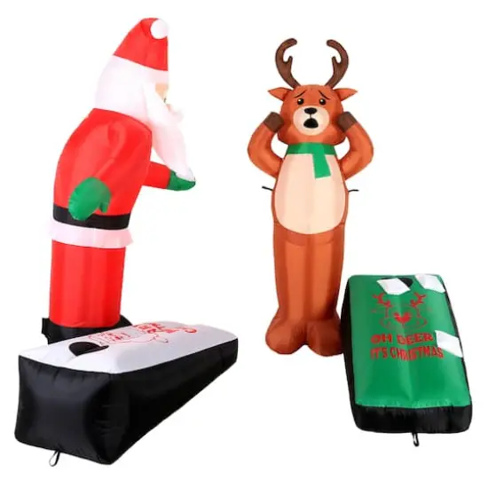 Airflowz Inflatable Santa & Reindeer Playing Cornhole {5}