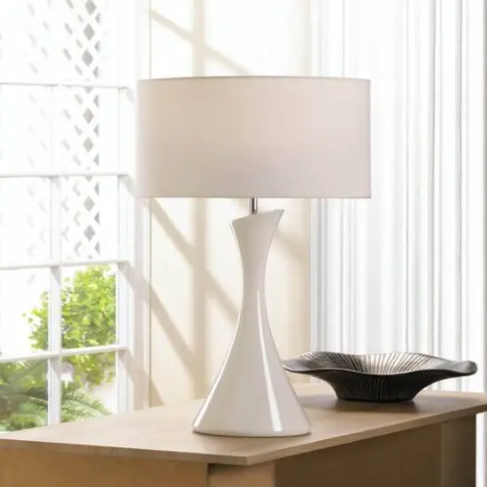 24'' Sleek Modern White Table Lamp  {3}