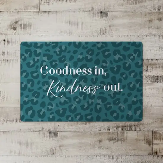 Goodness In Kindness Out Leopard Floor Mat Teal {3}