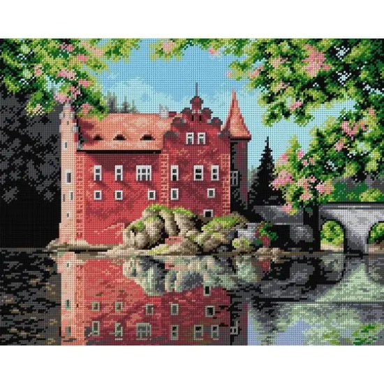 Orchidea Gobelin canvas for halfstitch without yarn Castle on the Water - Cervena Lhota (in Czech) {1}