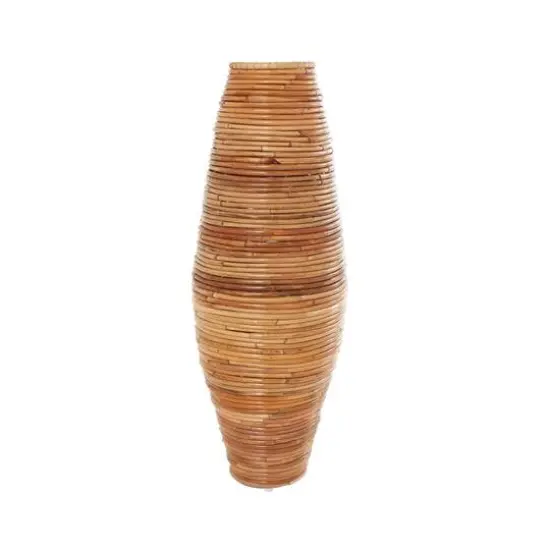 37" Brown Rattan Handmade Tall Wrapped Vase {9}