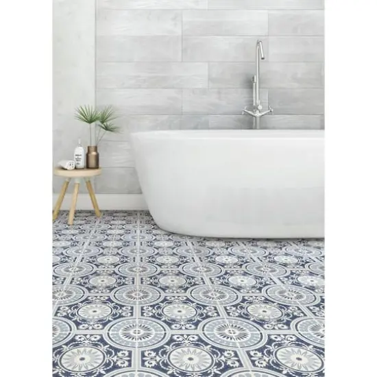 FloorPops Ezra Peel & Stick Floor Tiles Blue {3}