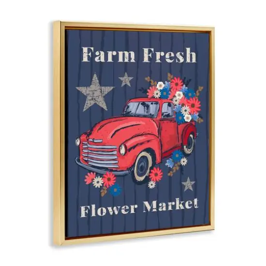 Stupell Industries Farm Fresh Patriotic Market Floater Framed Art Gold {4}