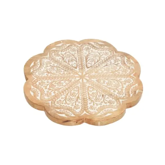 Brown Wood Farmhouse Lazy Susan Cake Stand, 2" x 15" x 15" {1}