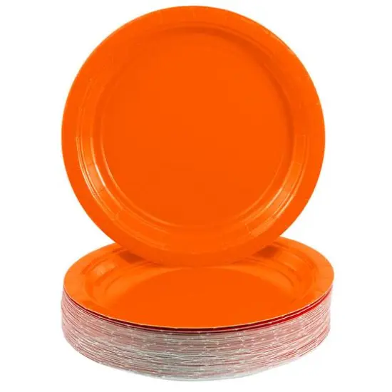 JAM Paper 7" Paper Party Plates, 50ct. Orange {4}