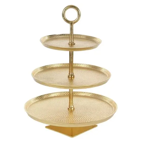 Gold Aluminum Glam 3-Tier Tray Stand {1}