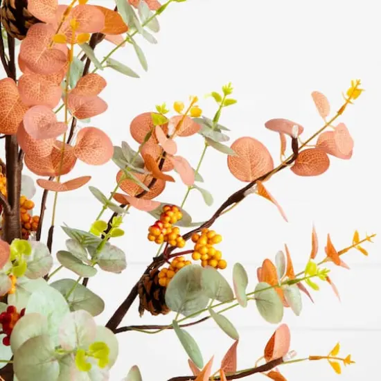 3ft. Pre-Lit Autumn Eucalyptus Artificial Fall Tree with Pinecones, Berries and 36 Warm White LED Lights {4}