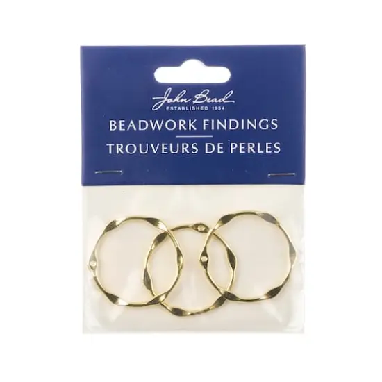 John Bead Beadwork Findings Gold Partly Flattened Circle Pendant, 3ct. {4}