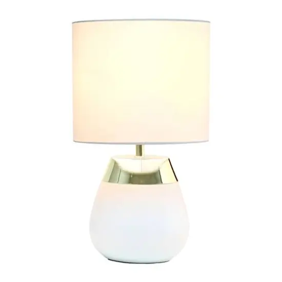 Simple Designs 14" Metal Touch Table Lamp White and Gold Base {6}