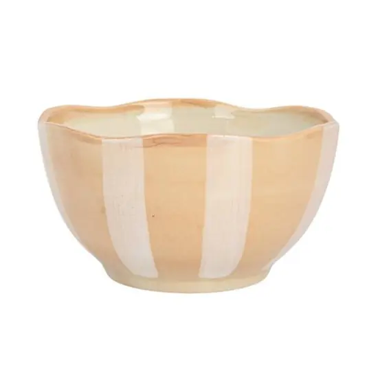 Hello Honey&reg; 5" Brown & White Striped Hand-Painted Stoneware Bowl, 3ct. {8}