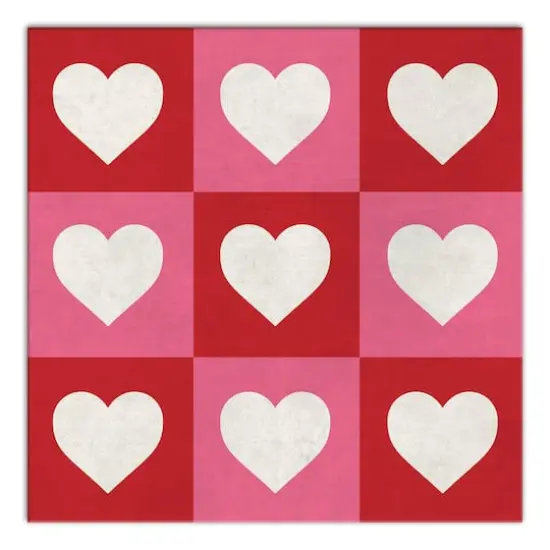Heart Checker Pattern Canvas Wall Art {1}