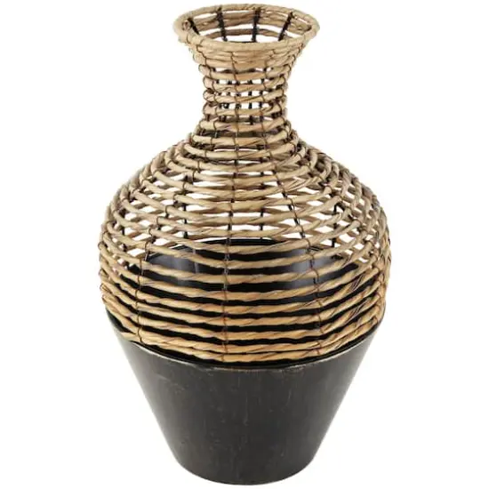 18" Brown Seagrass Handmade Twisted Vase {1}