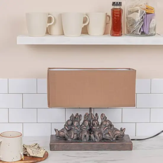 Hello Honey&reg; 13" Rabbit Table Lamp with Rectangle Linen Shade {3}