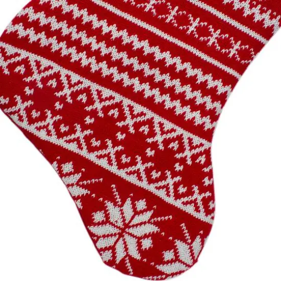 22" Festive Snowflake Sweater Knit Christmas Stocking {6}