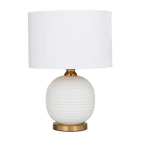White Glass Modern Accent Lamp, 13" x 13" x 19" {1}