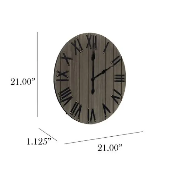 Elegant Designs Handsome 21" Farmhouse Wood Wall Clock Rustic Gray {3}