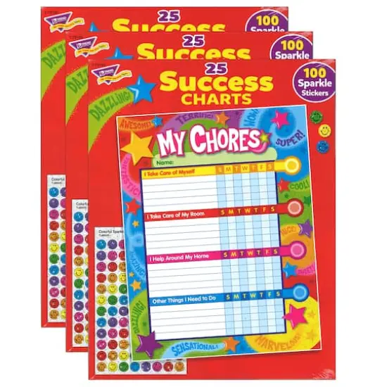 Trend Enterprises&reg; Praise Words 'n Stars Chore Charts, 3 Packs of 25 Sheets {1}
