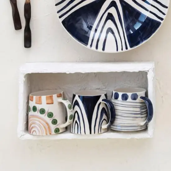 Hello Honey&reg; 4.25" Geometric Print Stoneware Mug Set {4}