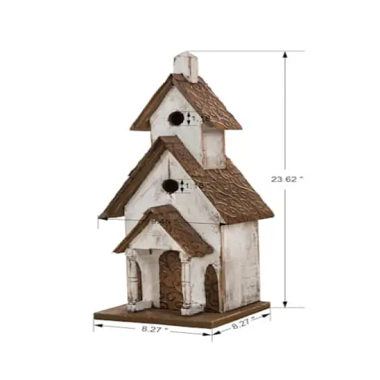 Glitzhome&reg; 23.62" Extra-Large Rustic Wooden Birdhouse {9}