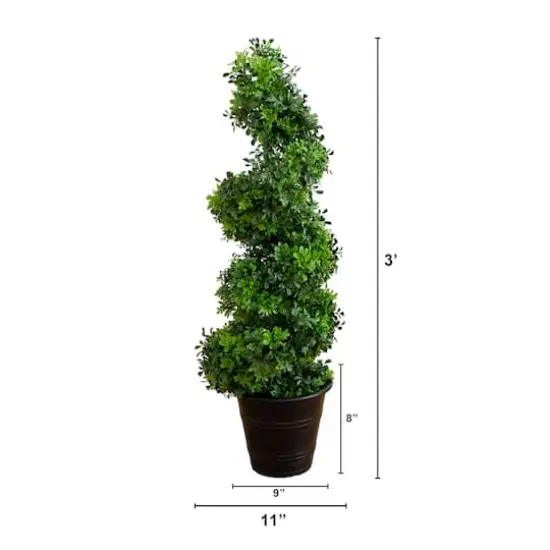 3ft. UV-Resistant Boxwood Spiral Topiary Artificial Tree in Decorative Planter {5}