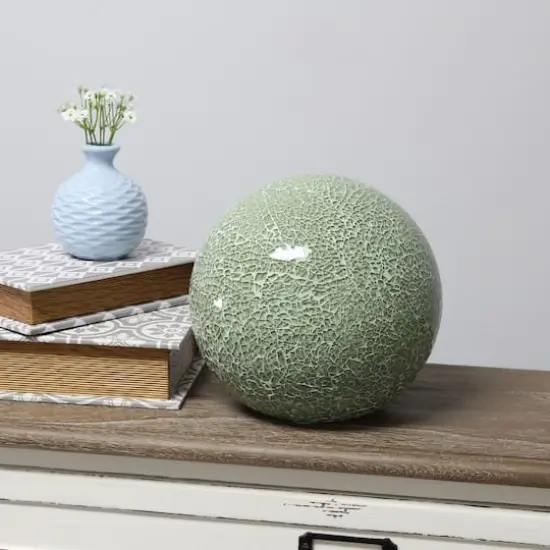 Simple Designs 8" Sage Green Mosaic Stone Ball Table Lamp {3}