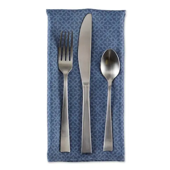 DII&reg; Oversized Tonal Lattice Print Outdoor Linen Dinner Napkins, 6ct. French Blue {5}