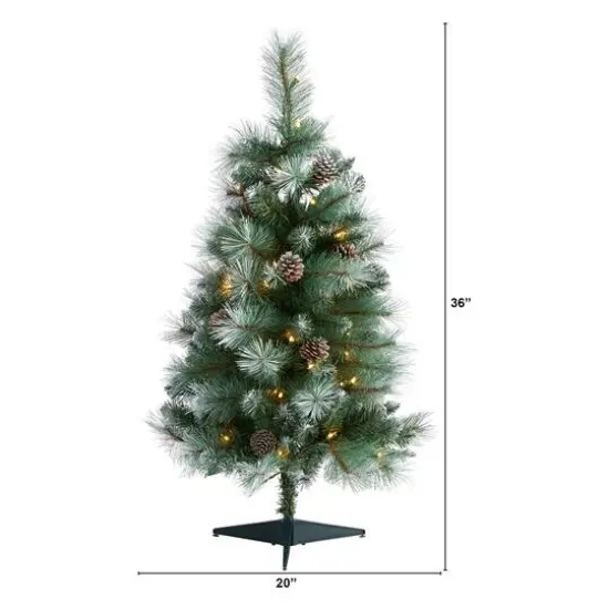 3ft. Pre-Lit British Columbia Mountain Pine Artificial Christmas Tree, Clear LED Lights {8}