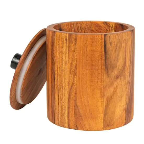 Hello Honey&reg; 8.5" Natural Round Acacia Wood Canister with Handle {11}