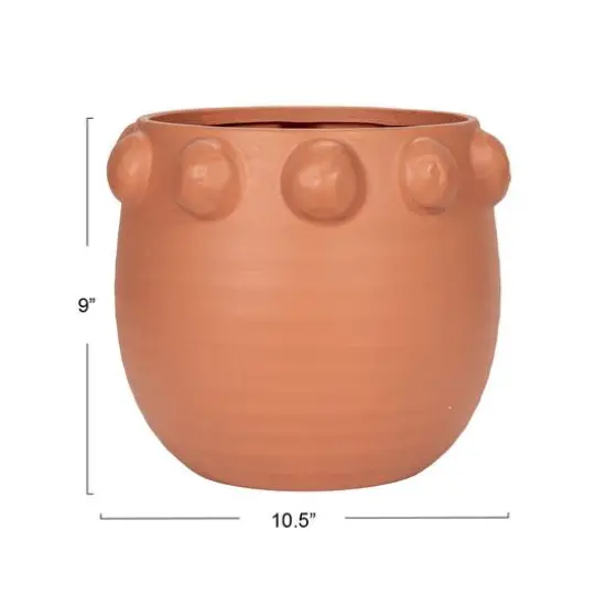Hello Honey&reg; 10.5" Matte Terra Cotta Raised Dots Terra Cotta Planter {4}