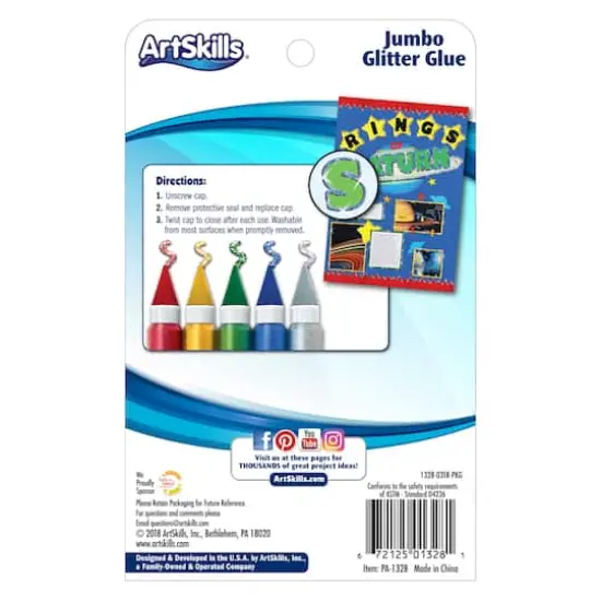 ArtSkills&reg; Jumbo 5 Color Classic Glitter Glue Pens {5}