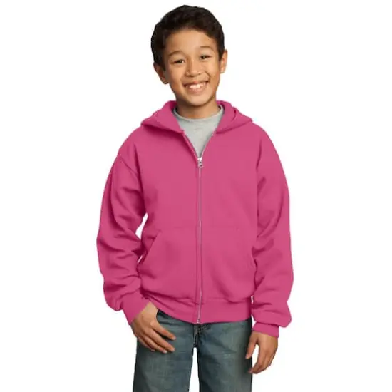 Port & Company&reg; Youth Core Fleece Full-Zip Hooded Sweatshirt Sangria {4}