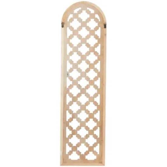 Brown Wood Carved Trellis Geometric Wall Decor 13" x 1" x 49" {5}