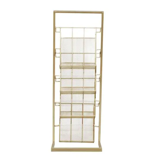 Gold Contemporary Tabletop Metal Magazine Rack {7}