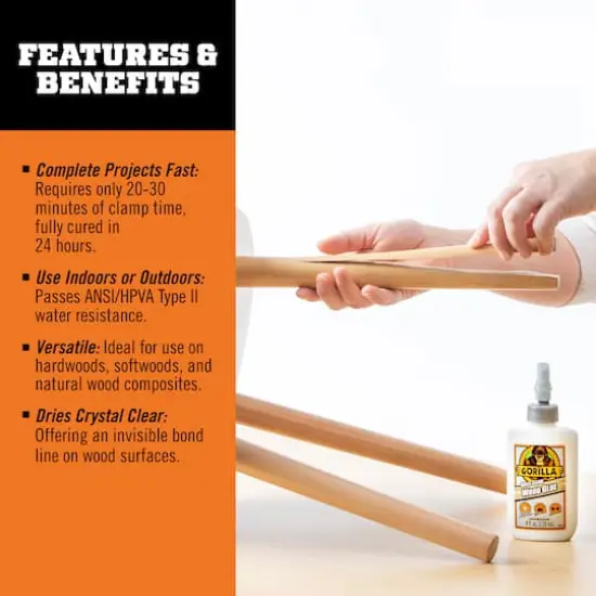 Gorilla Glue&reg; 4oz. Dries Clear Wood Glue {4}