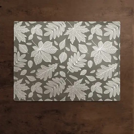 Gray Leaf Pattern Polyester Twill Placemat {3}