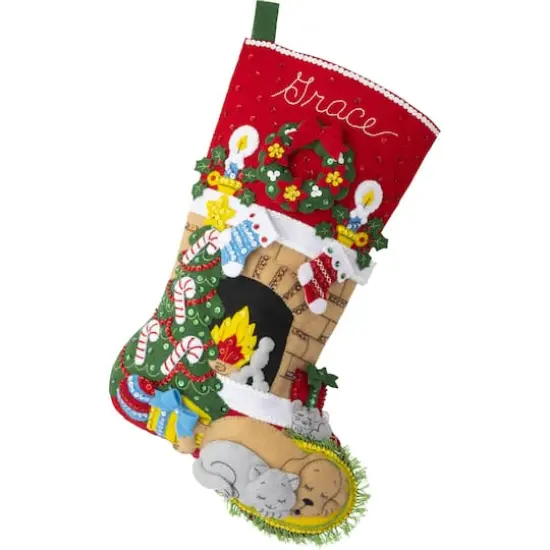 Bucilla&reg; 18" Holiday Hearth Felt Stocking Applique Kit {1}