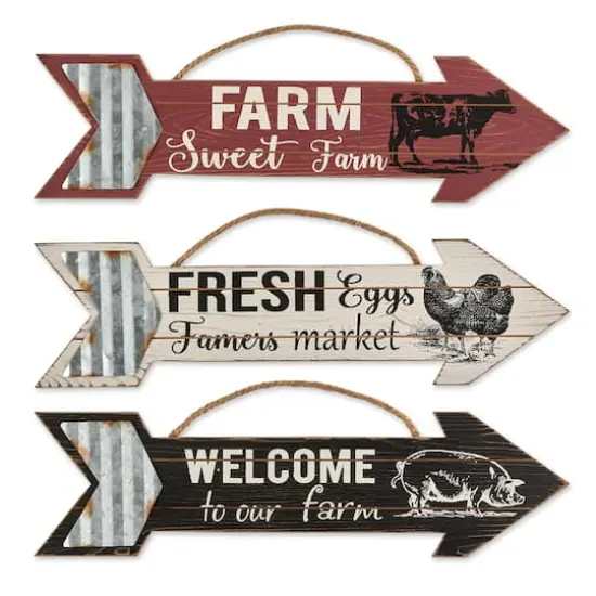 Galvanized Arrow Farmhouse Signs Set {1}