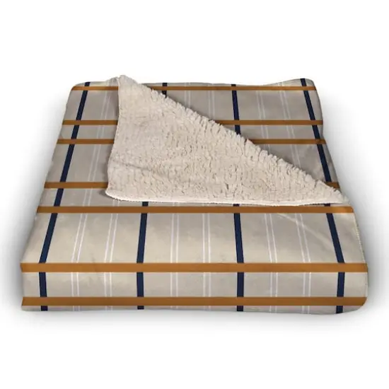 Cream Fall Plaid Sherpa Fleece Blanket {3}