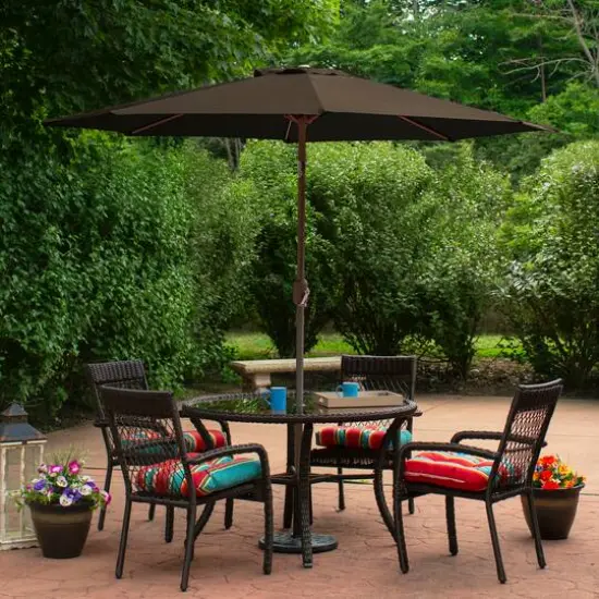 9ft. Outdoor Patio Market Umbrella with Hand Crank & Tilt Brown/Brown {3}