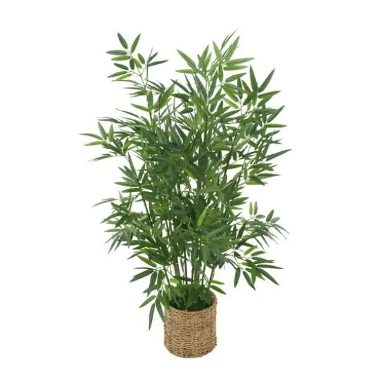 40" Green Realistic Foliage Plant in Brown Seagrass Pot {7}