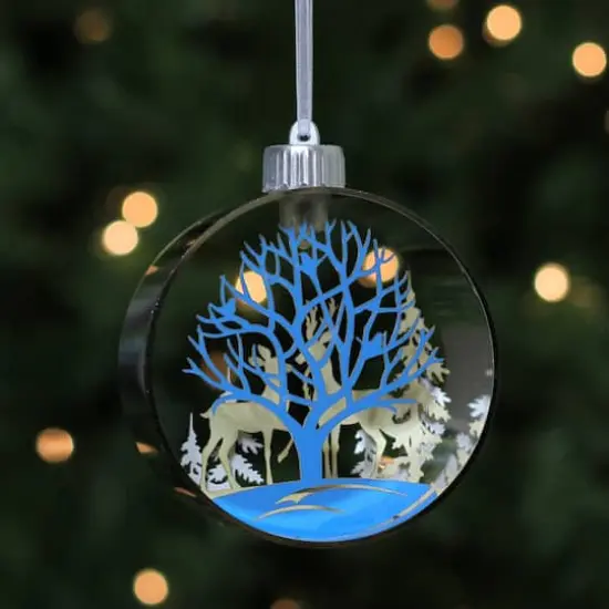 5" Pre-Lit Silver Woodland Animals Christmas Ornament {8}