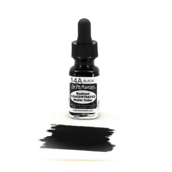 Dr. Ph. Martin's&reg; Radiant Concentrated Watercolor, 0.5oz. 14A Black {4}