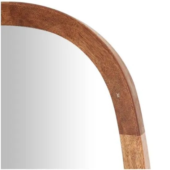 40" Brown Simplistic Wooden Wall Mirror with Rounded Edges {5}